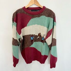 Vintage Pagliano Rare Football Embroidered Knit Sweater 80’s/90’s Y2K Size L